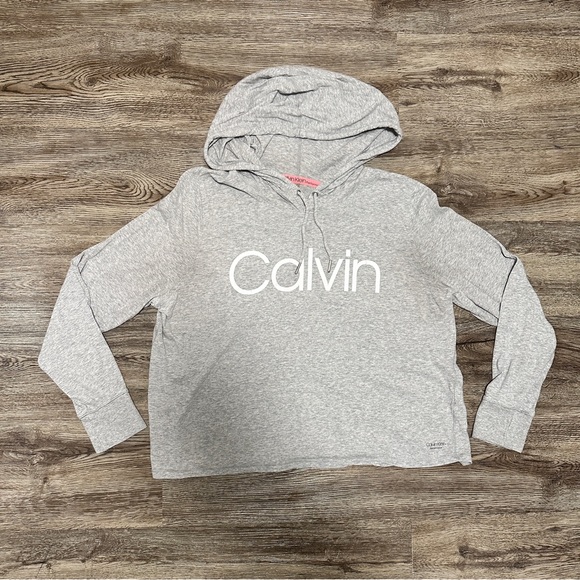 Calvin Klein Performance Hooded Long Sleeve Logo Top Sweater Lightweight - Picture 2 of 6
